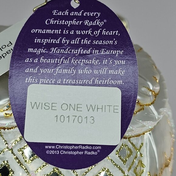 Christopher Radko Wise One White Owl Ornament Glass Christmas Decor Poland - Picture 6 of 9